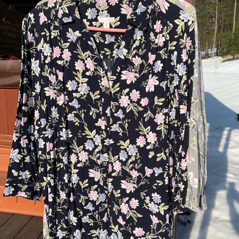 NWOT $178 Set of two J.Jill 3/4 sleeve floral blouse tops LT Large tall